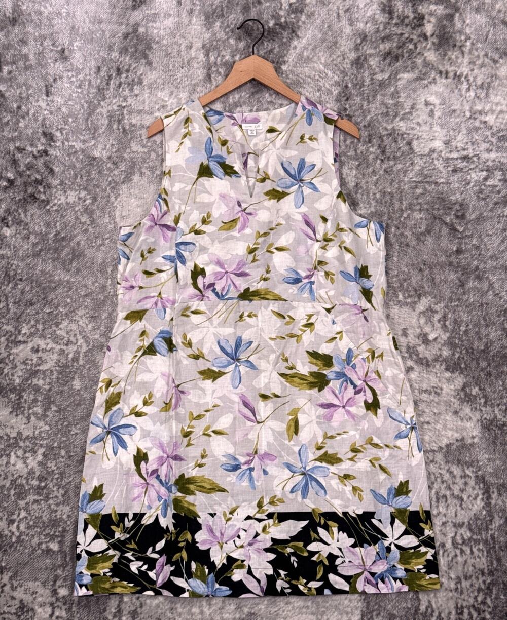 J Jill Dress XL Petite Womens Love Linen Sleeveless Floral Midi